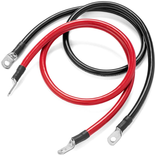 2 x Custom 1/0-2/0 AWG Battery Cables with Round Terminals (Up to 6 ft)